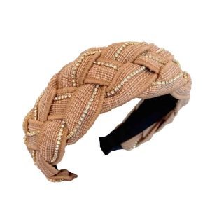 Large serre tete tresse caramel