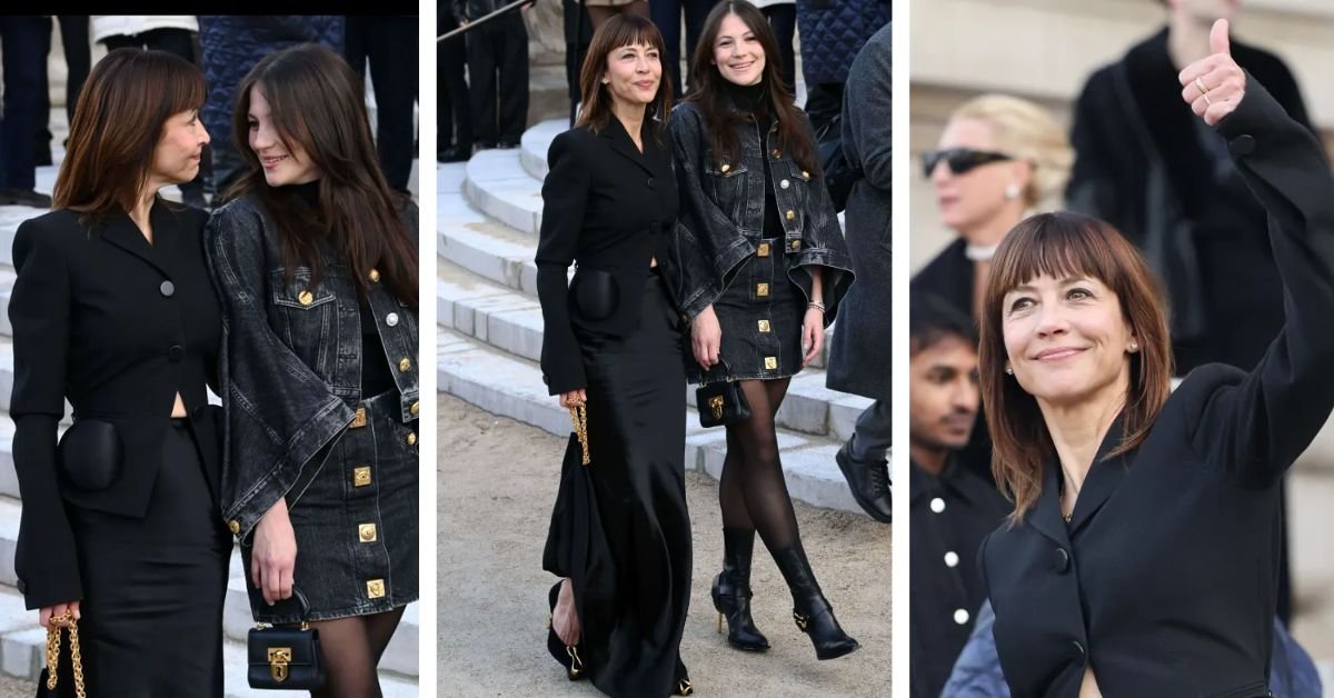 Schiaparelli 2026 Sophie Marceau métamorphosée avec sa nouvelle frange, sa fille Juliette Lemley éblouit en noir et or