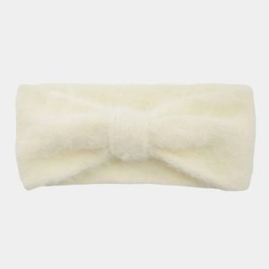 bandeau fourrure blanc noeud meolina