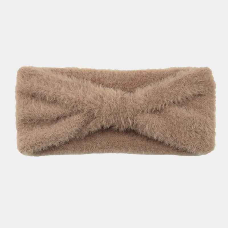 bandeau fourrure marron noeud meolina