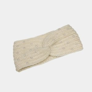 bandeau laine beige perles meolina