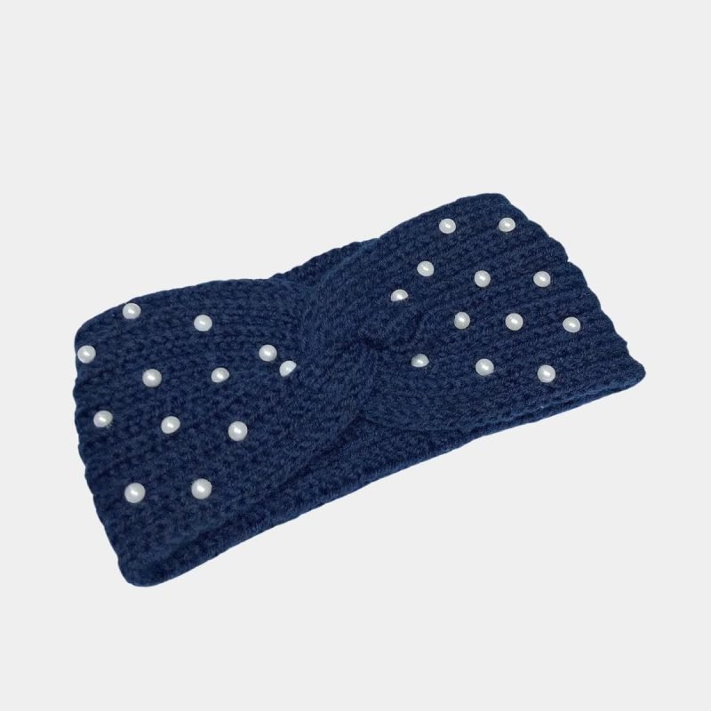bandeau laine bleu marine perles meolina bandeau laine bleu marine perles meolina