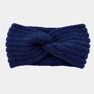 bandeau laine bleu marine uni meolina