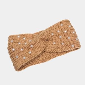 bandeau laine camel perles meolina
