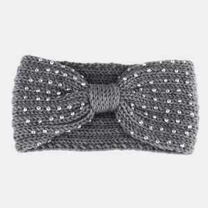 bandeau laine gris perles noeud meolina