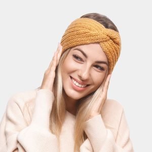 bandeau laine orange gingembre uni meolina