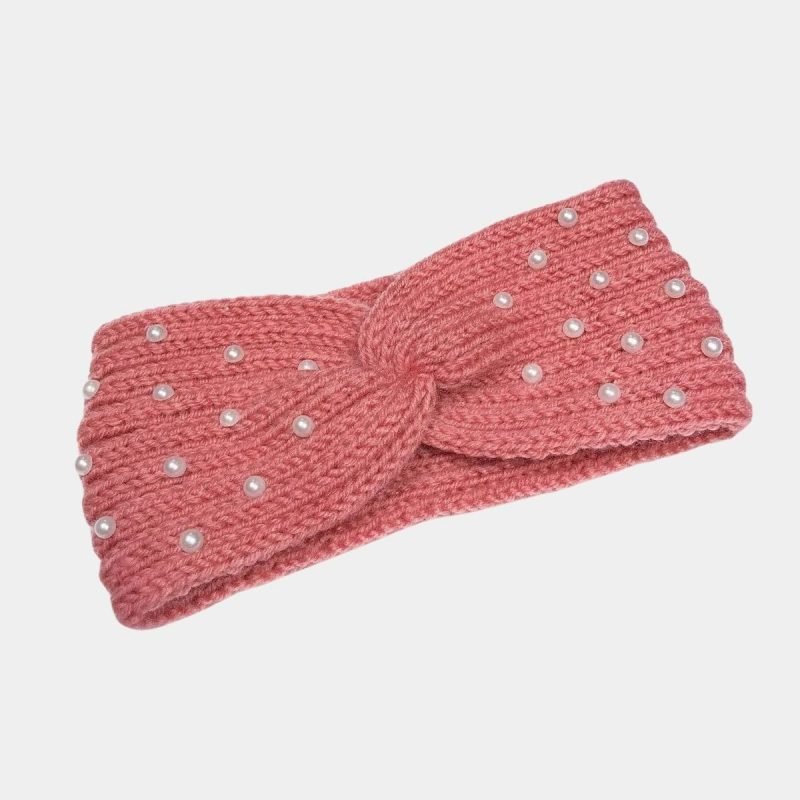 bandeau laine rose perles meolina bandeau laine rose perles meolina