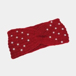 bandeau laine rouge perles meolina