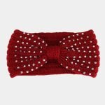 bandeau laine rouge perles noeud meolina