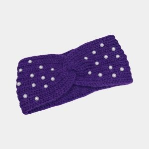 bandeau laine violet perles meolina