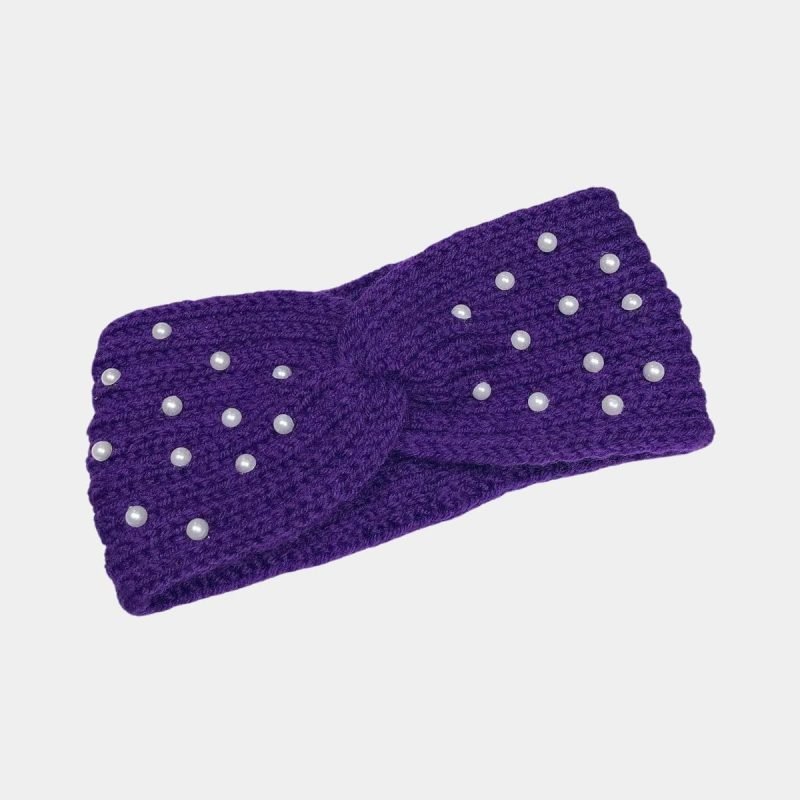 bandeau laine violet perles meolina