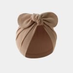 bonnet turban bebe beige sable noeud meolina