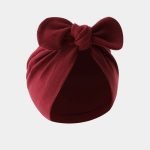bonnet turban bebe rouge vin noeud meolina