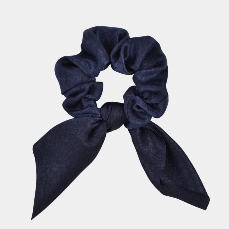chouchou foulard court bleu fonce noeud meolina