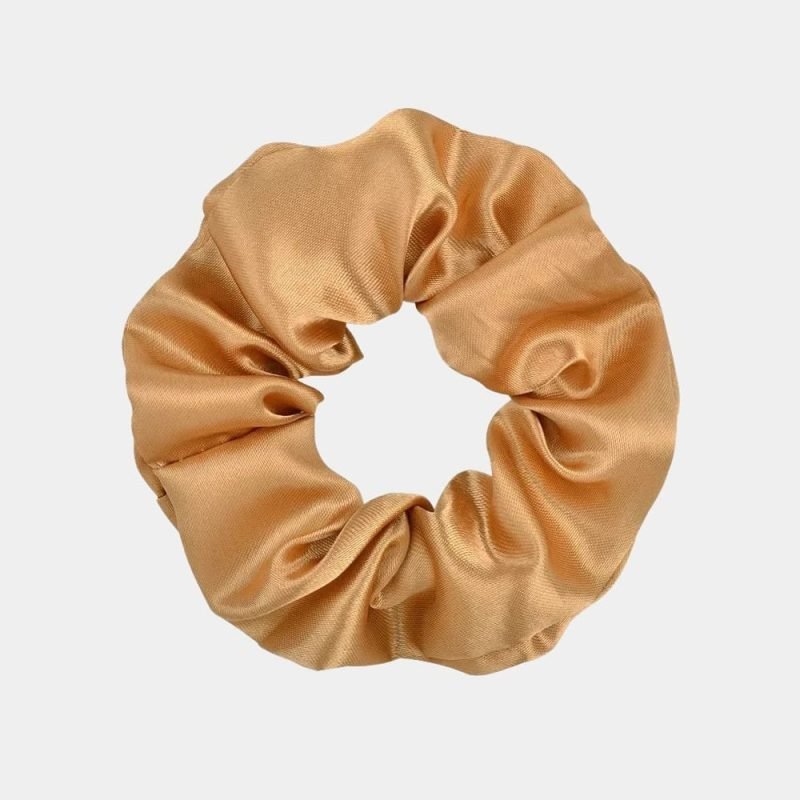 chouchou satin marron clair meolina