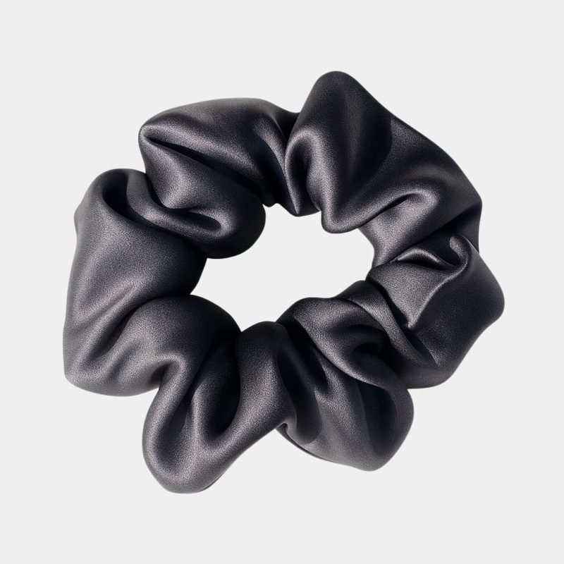 chouchou soie noir charbon meolina chouchou soie noir charbon meolina