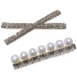 Duo barrettes strass et perles