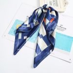 foulard cheveux satin bleu