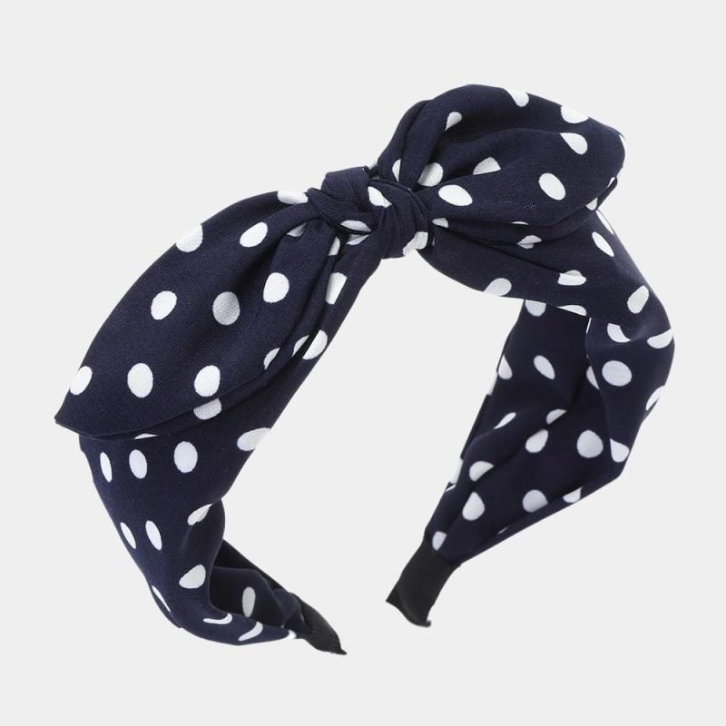 serre tete bleu marine pois noeud meolina