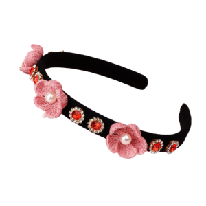 serre tete fleurs rose