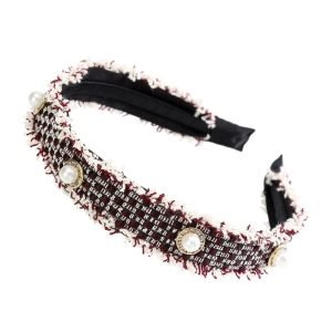 serre tete laine tweed bordeaux