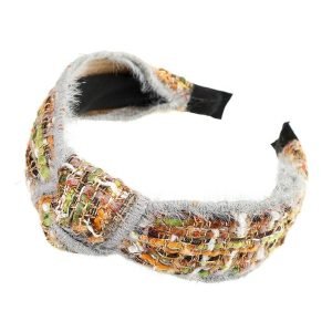 serre tete marron vert tweed