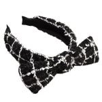 Serre-tête noeud carreau noir en laine