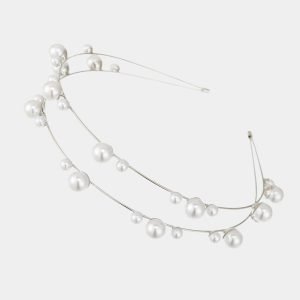 serre tete perle double rang argente meolina