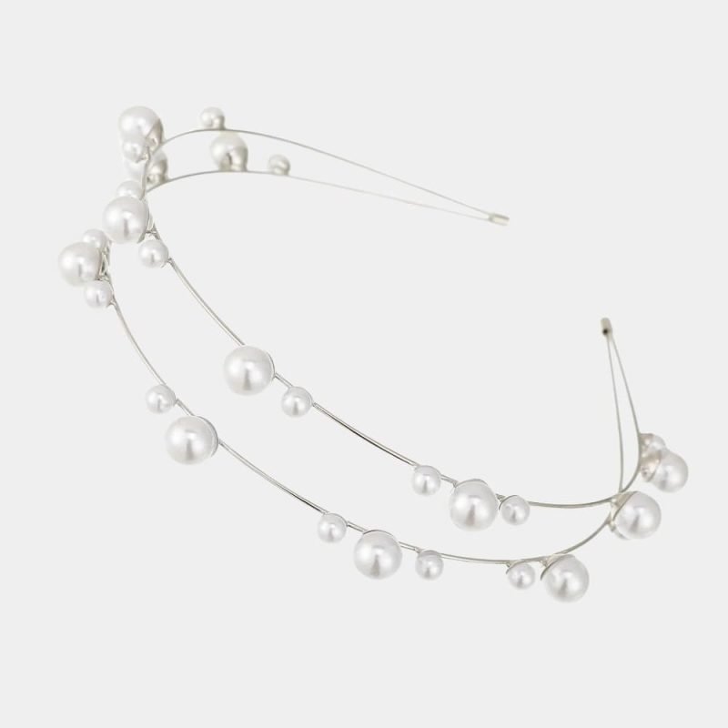 serre tete perle double rang argente meolina