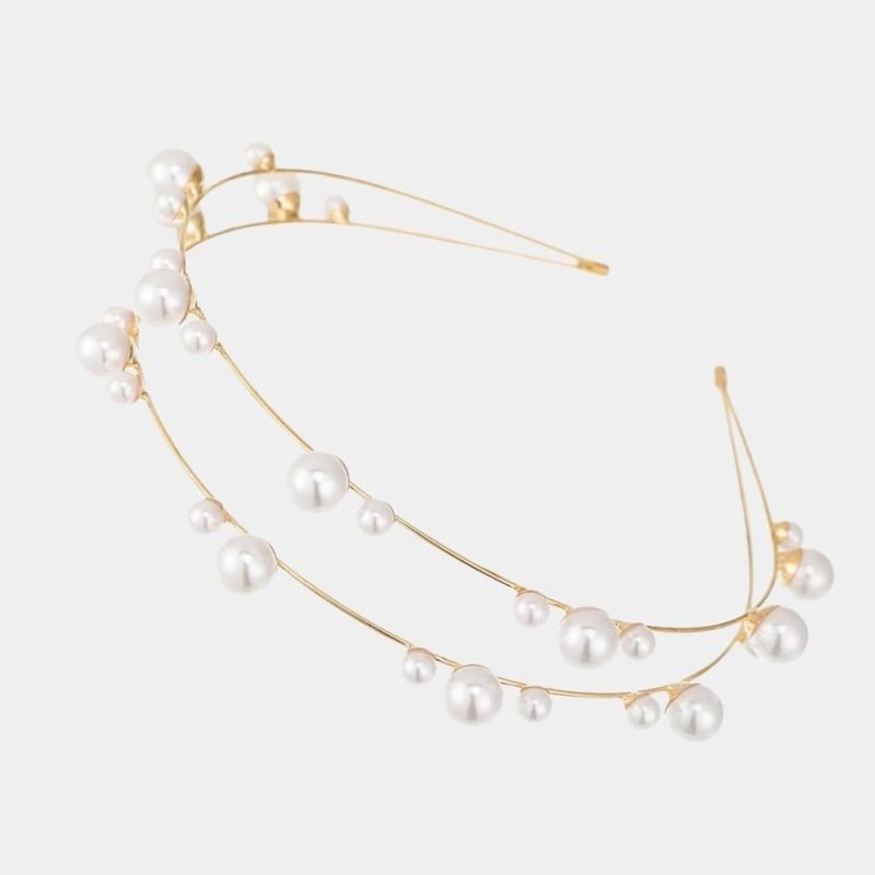 serre tete perle double rang dore meolina serre tete perle double rang dore meolina