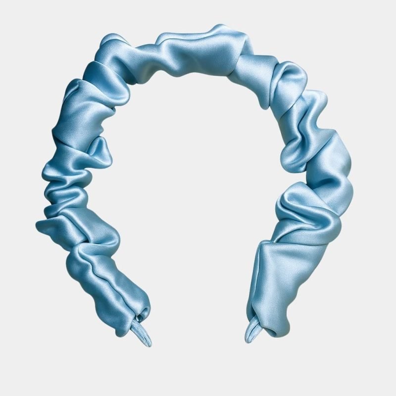 serre tete plisse bleu poudre soie meolina serre tete plisse bleu poudre soie meolina