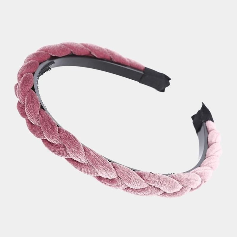 serre tete tresse fin rose velours meolina