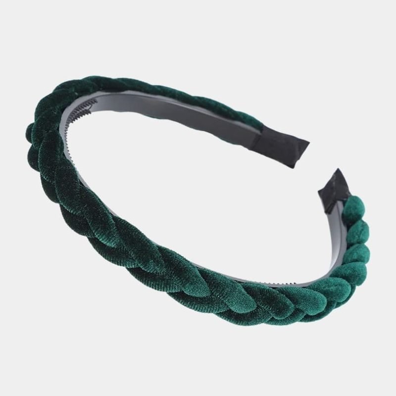 serre tete tresse fin vert velours meolina