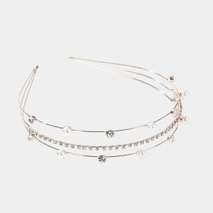 serre tete triple dore strass perles meolina