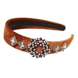 serre tete velour bijou marron