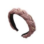 SERRE TÊTE TISSU PLISSÉ rose ET CHAÎNE DORÉE