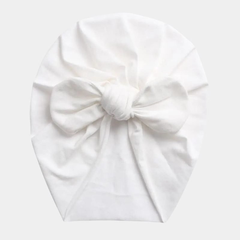 turban bebe coton blanc noeud papillon meolina