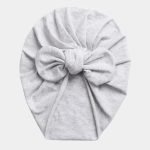turban bebe coton gris argent noeud papillon meolina