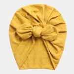 turban bebe coton jaune noeud papillon meolina
