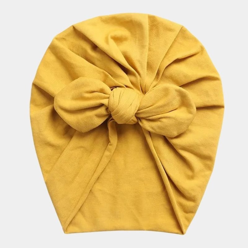 turban bebe coton jaune noeud papillon meolina