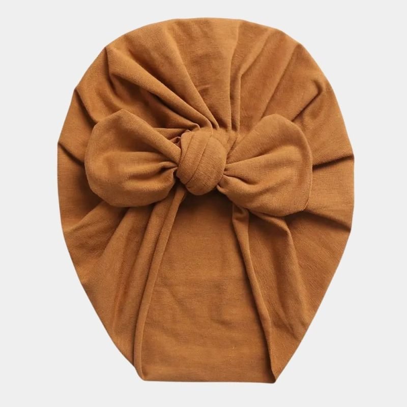turban bebe coton marron noeud papillon meolina