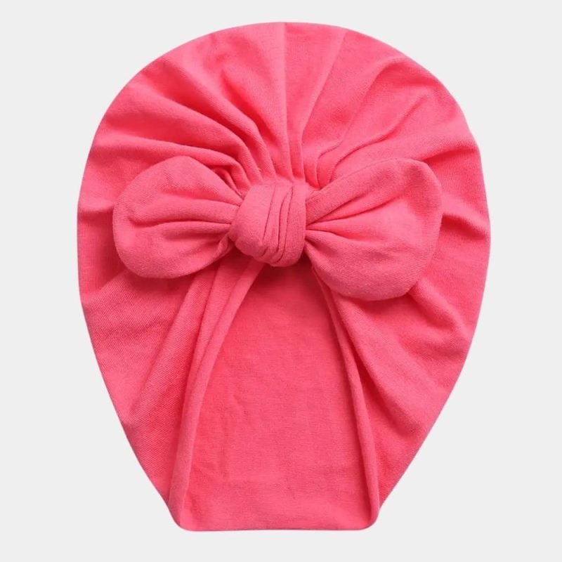turban bebe coton rose corail noeud papillon meolina