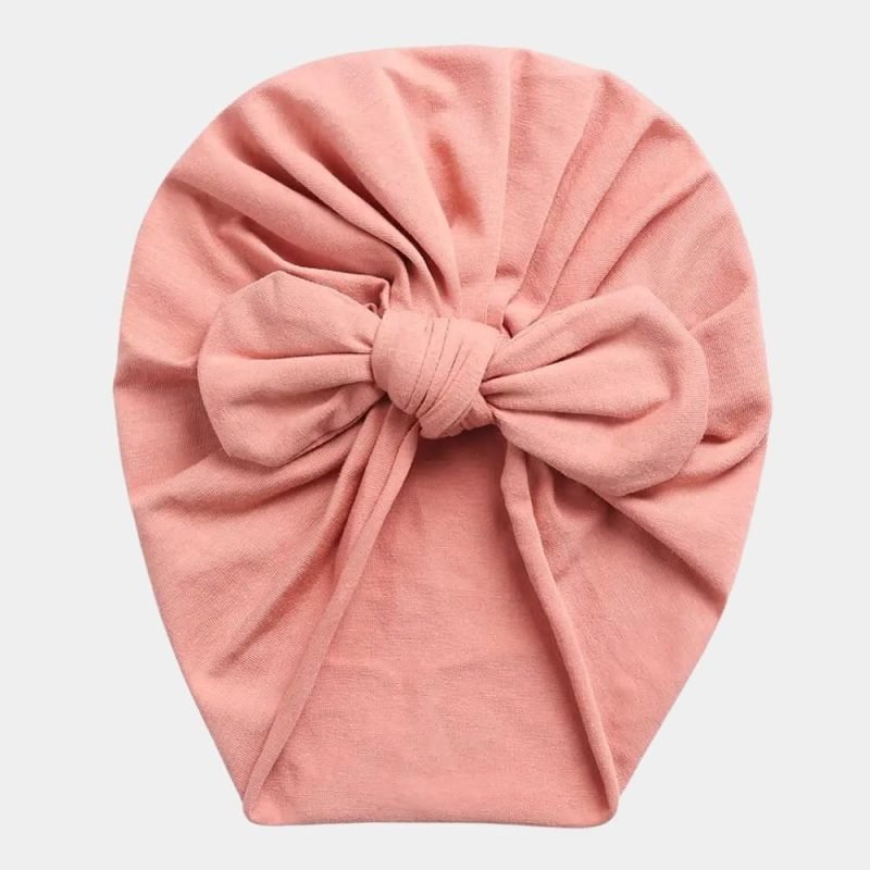 turban bebe coton rose melon noeud papillon meolina