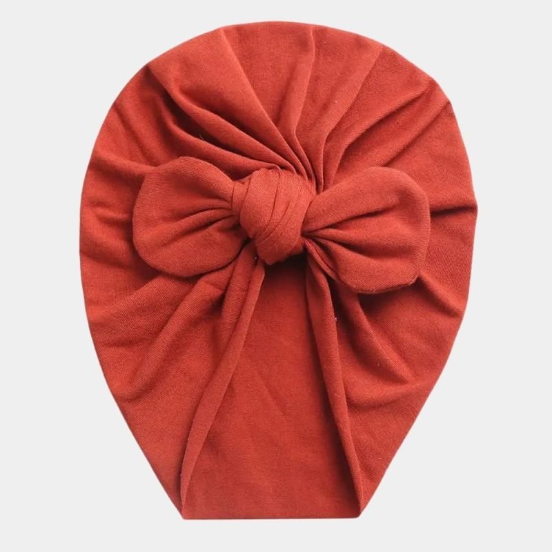 turban bebe coton rouge terracotta noeud papillon meolina