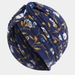 turban bleu marine fleurs meolina