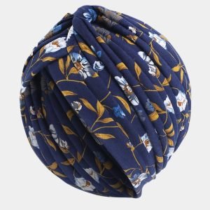 turban bleu marine fleurs meolina