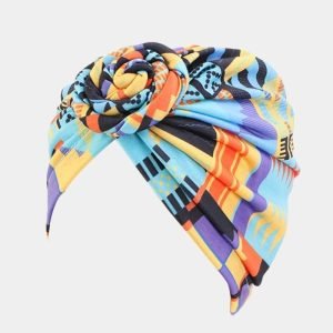 turban motif africain bleu noeud meolina