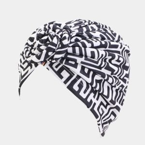 turban motif africain noir blanc noeud meolina
