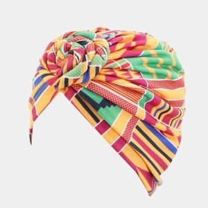turban motif africain orange noeud meolina