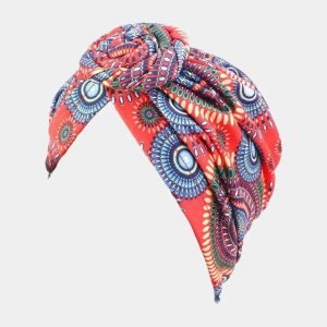 turban motif africain rouge noeud meolina